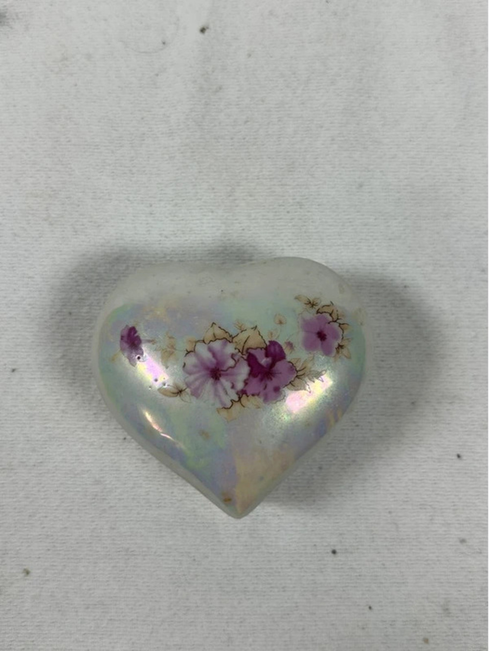 Vintage iridescent heart trinket box